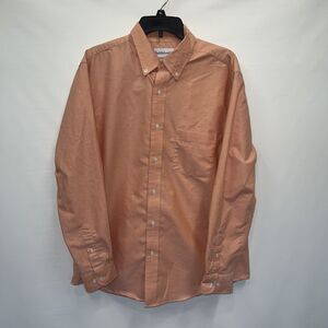 Saddlebred Shirt Adult Large Coral Long Sleeve 100% Cotton Button Up Mens